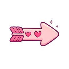 Adorable pink arrow with hearts and sparkles