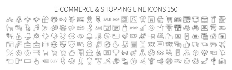 Icon sets related to e-commerce and shopping, consumer pictograms, and B2C business icon sets.