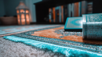 Prayer rug with religious texts.