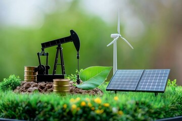 Future energy landscape: A blend of oil, solar, and wind.