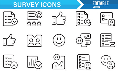 Customer satisfaction and feedback outline icon set