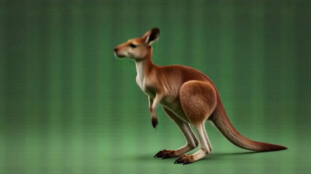 Elegant Kangaroo Illustrations Against Green Background