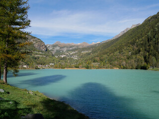 Lake Ma&euml;n (or Lake Ussin), Valtournenche, Aosta Valley, Italy in the autumn.