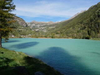 Lake Ma&euml;n (or Lake Ussin), Valtournenche, Aosta Valley, Italy in the autumn.