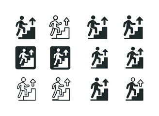 Fototapeta premium Adaptive Career Logos. Adaptive career training. Icon set. Set Logo of adaptive career training: career ladder. harmonious logo variations of the
