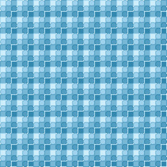 Seamless Geometric Pattern in Blue Tones with Squares and Rounded Shapes for Textile and Wallpaper Design