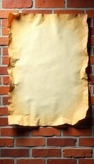 Aged parchment texture on brick wall,clipping path, texture, rustic, antique