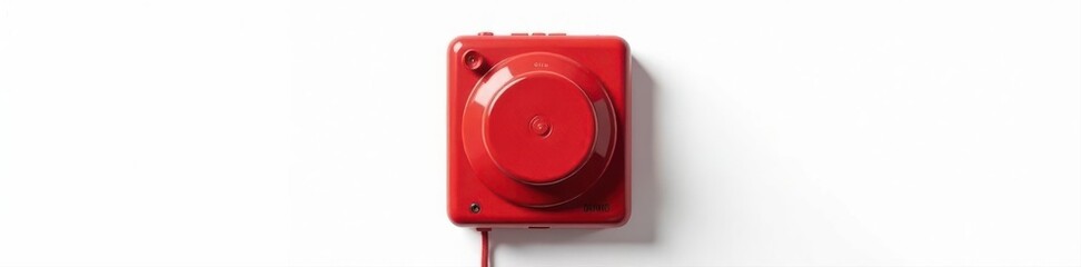 Classic fire alarm isolated on white background, vintage, old, fire safety