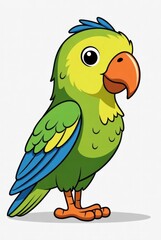 Cartoon green parrot illustration isolated on white background &mdash; ai