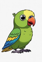 Cartoon green parrot illustration isolated on white background &mdash; ai