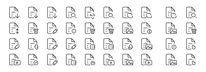 Document file line icons collection vector design, outline style for document file and paper design concept