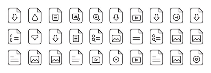 Document file line icons collection vector design, outline style for document file and paper design concept