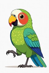 Cartoon green parrot illustration isolated on white background &mdash; ai