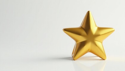 Single gold star, shiny surface, white backdrop, elegant, design element, quality