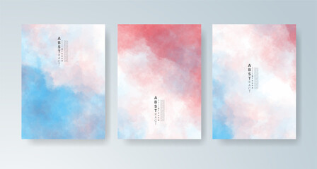 Set of cards with bright colorful vector watercolor background. Design for your date, postcard, banner.