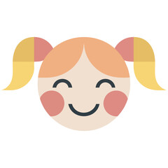 Obraz premium Little girl drawing icon isolated vector graphic illustration on plain white background