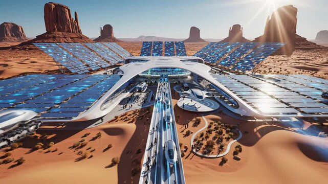 Futuristic solar powered transit hub