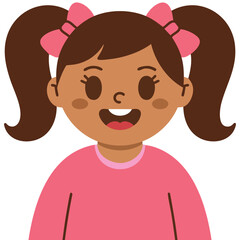 Obraz premium Little girl avatar character vector illustration isolated on plain white background