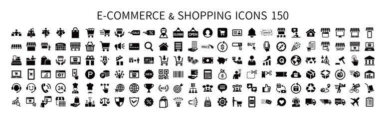 Icon sets related to e-commerce and shopping, consumer pictograms, and B2C business icon sets.