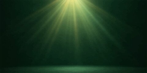 Bright blue beams of light and glowing sun rays burst through dark underwater space to create a star flare motion design on a stage backdrop