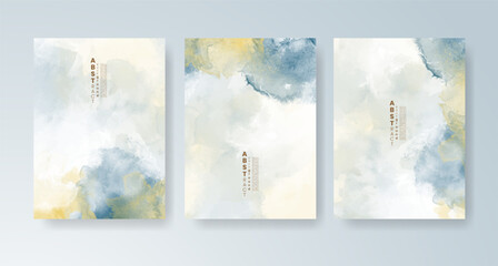 Set of cards with bright colorful vector watercolor background. Design for your date, postcard, banner.