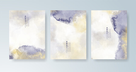 Set of cards with bright colorful vector watercolor background. Design for your date, postcard, banner.