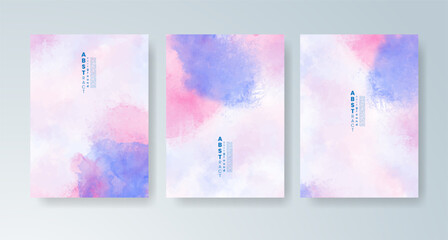 Set of cards with bright colorful vector watercolor background. Design for your date, postcard, banner.