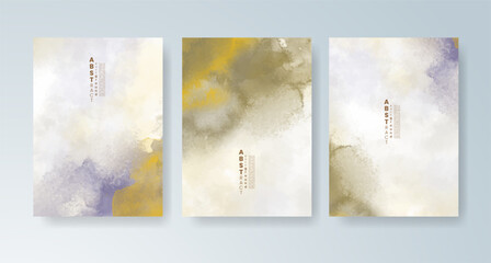 Set of cards with bright colorful vector watercolor background. Design for your date, postcard, banner.