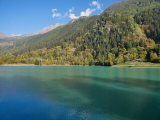 Lake Ma&euml;n (or Lake Ussin), Valtournenche, Aosta Valley, Italy in the autumn.