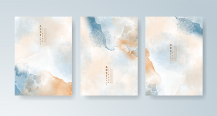 Set of cards with bright colorful vector watercolor background. Design for your date, postcard, banner.