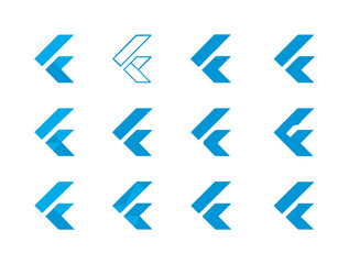 Flutter Logo Variations. Flutter. Icon set. Set Logo of Flutter: flutter mobile logo. harmonious logo variations of the same emblematic concept, each with