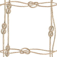 Watercolor nautical frame. Hand drawn illustration on white background