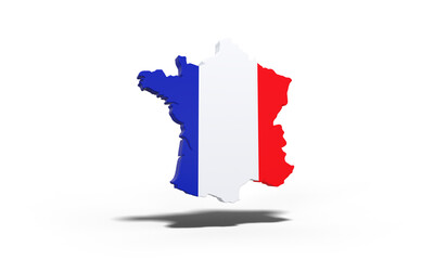 carte de france en 3D avec contours biseaut&eacute;s - rendu 3D sur fond transparent
