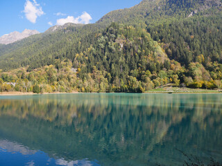 Lake Ma&euml;n (or Lake Ussin), Valtournenche, Aosta Valley, Italy in the autumn.