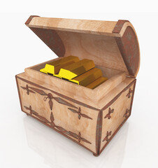 Schatztruhe mit Goldbarren