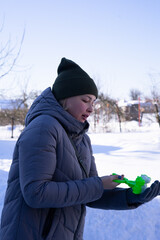 molds for molded snow figures of ducks and dragons, winter, children's outdoor games