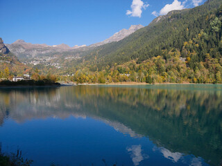 Lake Ma&euml;n (or Lake Ussin), Valtournenche, Aosta Valley, Italy in the autumn.