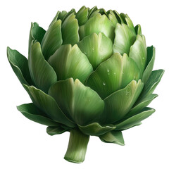 Obraz premium Fresh artichoke with water drops on transparent background