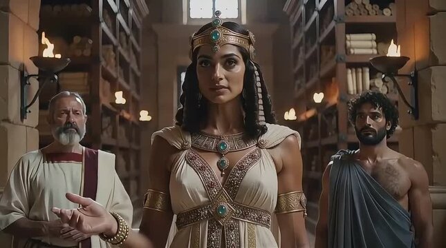 Powerful ancient Egypt queen rules from a grand historical library