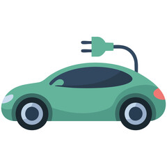 Fototapeta premium Electric car flat icon style vector illustration design isolated on white background