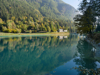 Lake Ma&euml;n (or Lake Ussin), Valtournenche, Aosta Valley, Italy in the autumn.