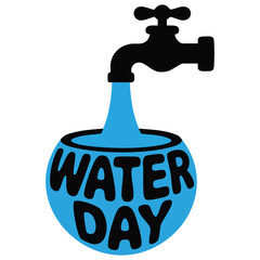 Water day template with Earth globe and water tap vector illustration design