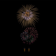 Firework Vector with black background.