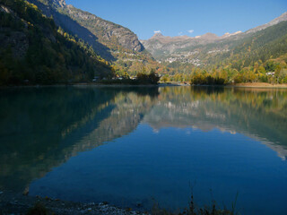 Lake Ma&euml;n (or Lake Ussin), Valtournenche, Aosta Valley, Italy in the autumn.