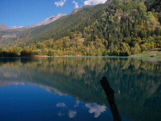 Lake Ma&euml;n (or Lake Ussin), Valtournenche, Aosta Valley, Italy in the autumn.