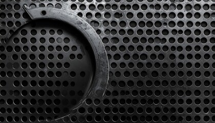 Close-up of a Perforated Metal Surface with a Curved Metal Element.