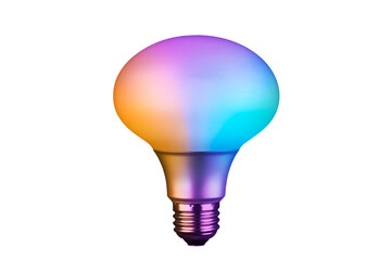 Obraz premium Colorful light bulb glowing isolated on transparent background