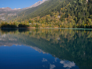 Lake Ma&euml;n (or Lake Ussin), Valtournenche, Aosta Valley, Italy in the autumn.