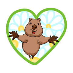 A drawing for a holiday, a quokka with flowers