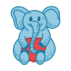 A drawing for a celebration, a toy plush blue elephant